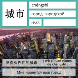 Город на китайском языке. Карточки китайских иероглифов.